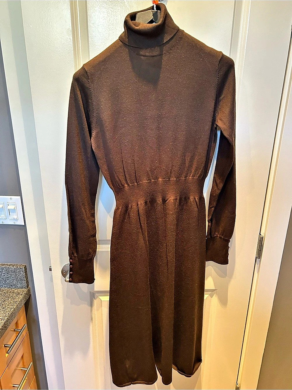 Long Tall Sally Brown Long Sleeve a-line Midi Sweater Dress Size UK 12